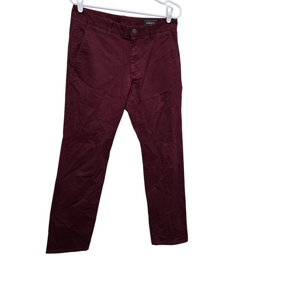 Bonobos Mens Slim Washed Chino Pants 31x30 Burgundy Stretch
